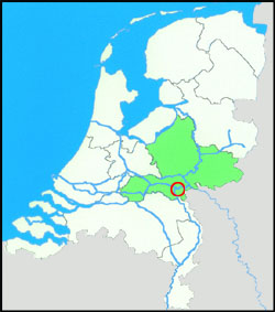 De gemeente Ubbergen is met de rode cirkel aangegeven